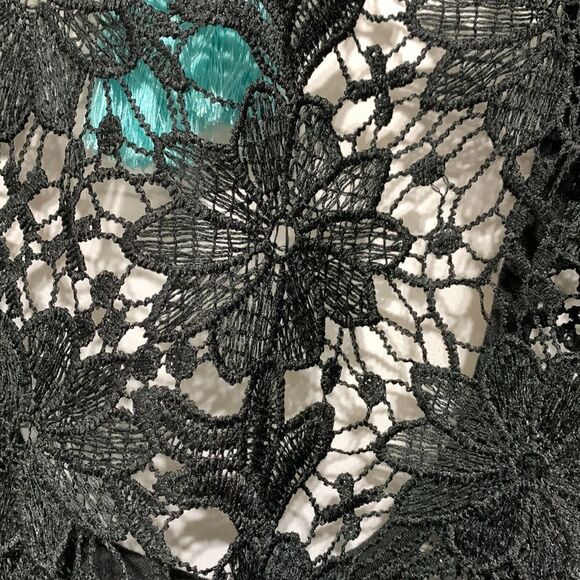 XHILIRATION swim cover lace deep U back tie back with fringe women’s sz Small - Picture 3 of 8